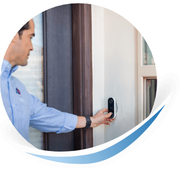 Punbar Air employee ringing doorbell to service call